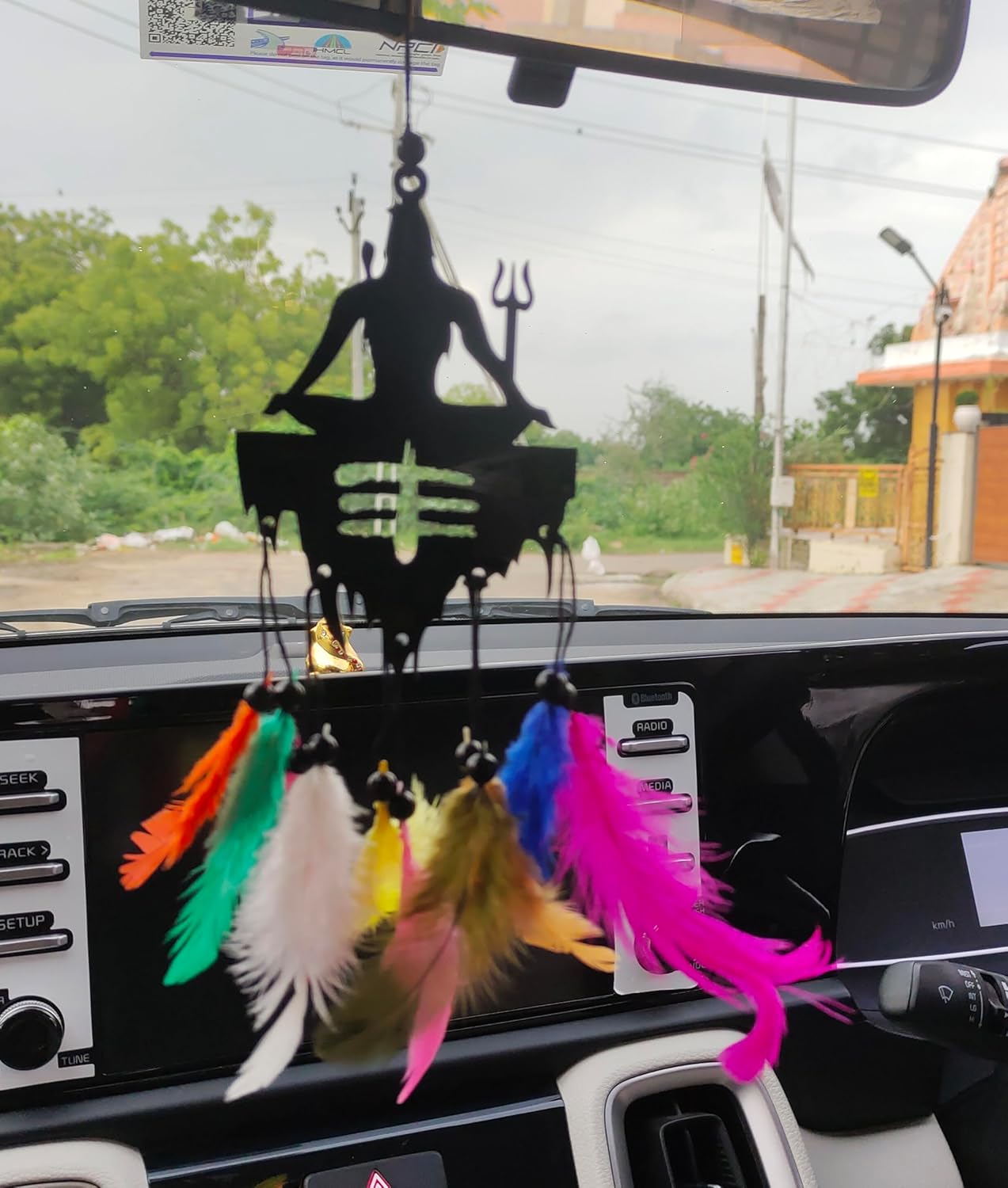 Dream Catcher Car Hanging Ornament – Elegant Acrylic Rear View Mirror Charm – Boho Car Interior Decoration Accessory (Mahadev 1)
