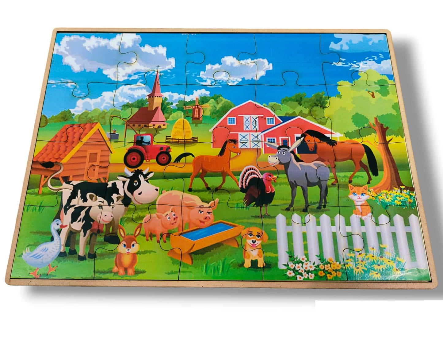 Wooden Animal Jigsaw Puzzle Board for Kids (Domestic Animals)