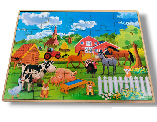 Wooden Animal Jigsaw Puzzle Board for Kids (Domestic Animals)