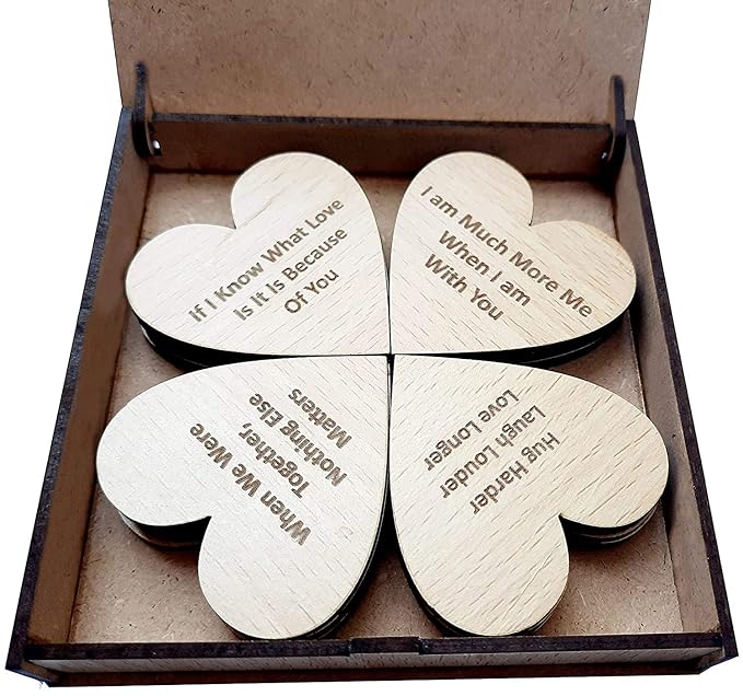 PureCraft Wooden Medium Heart Shaped Love Message Box | 20 Reasons I Love You | Romantic