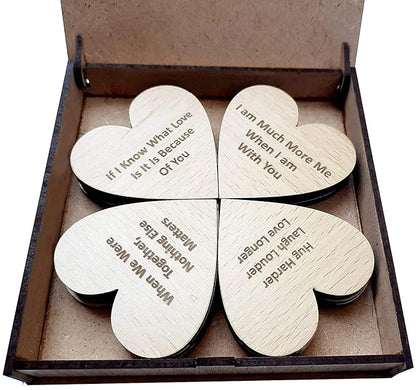 PureCraft Wooden Medium Heart Shaped Love Message Box | 20 Reasons I Love You | Romantic