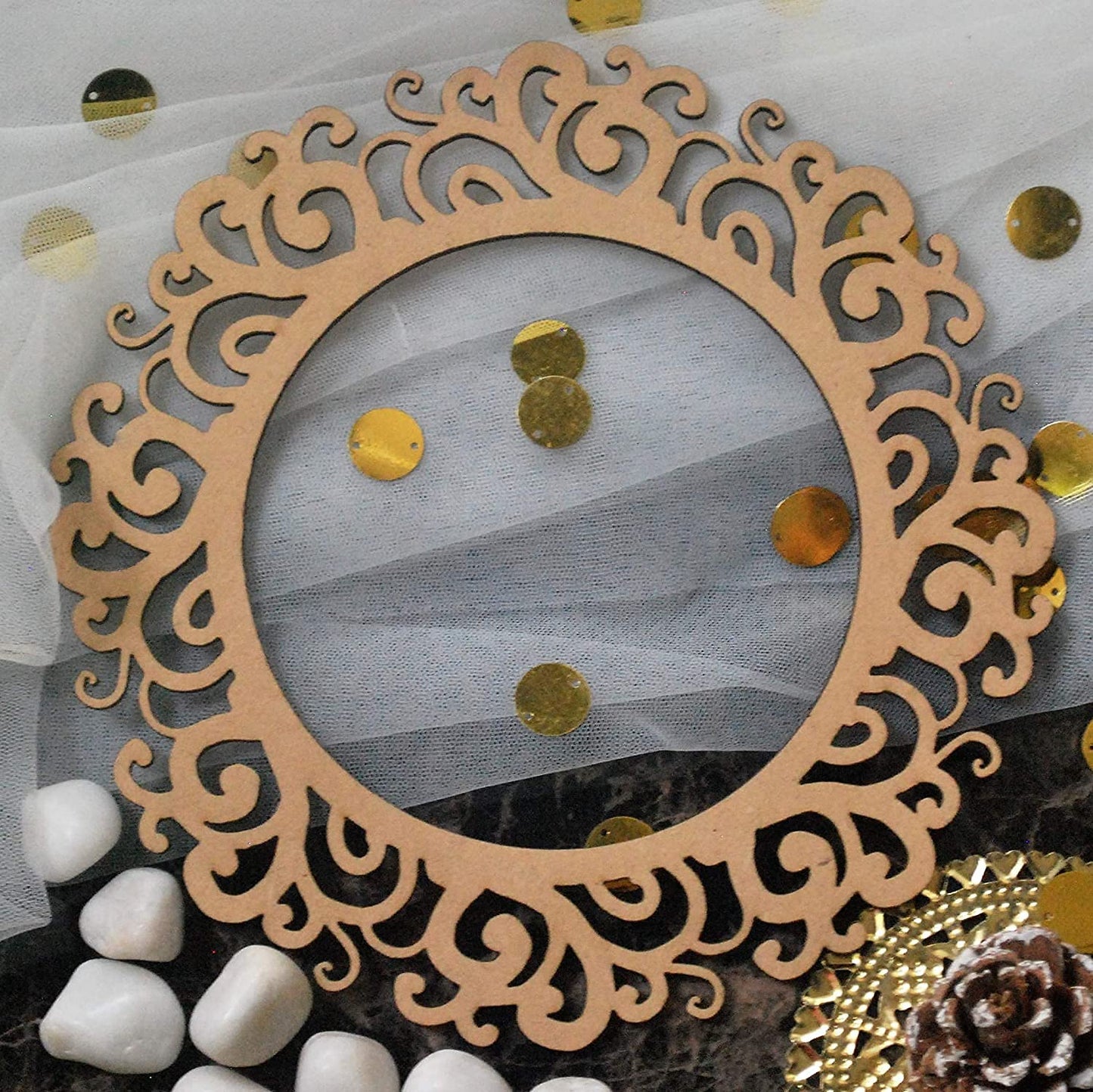 3mm 2pc Unfinished Round Wood MDF Cutout for Mirror, Photo Frame, Craft DIY Projects, Art Class, Home Decoration, Embellishment