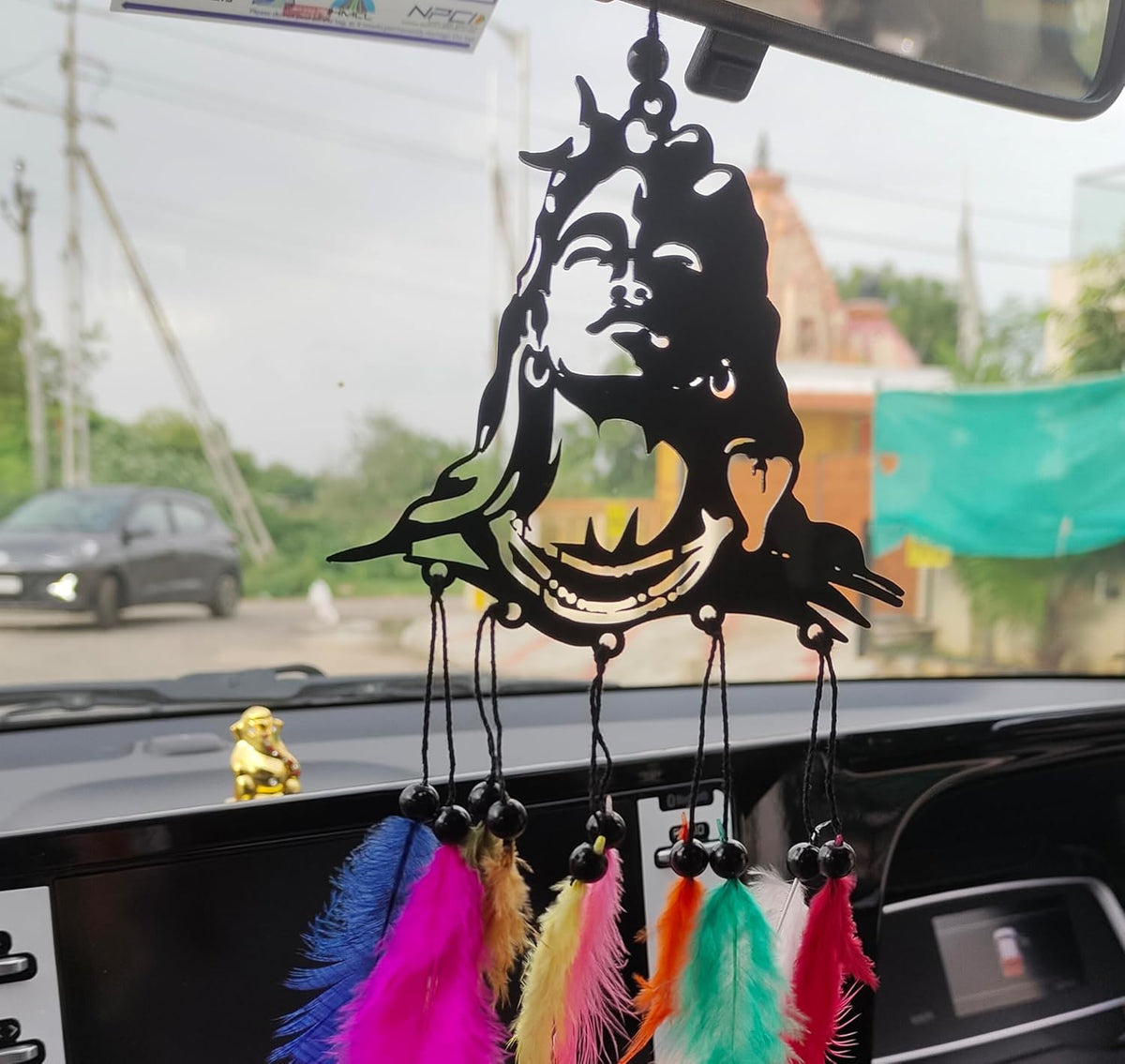 Dream Catcher Car Hanging Ornament – Elegant Acrylic Rear View Mirror Charm – Boho Car Interior Decoration Accessory (ADIYOGI)