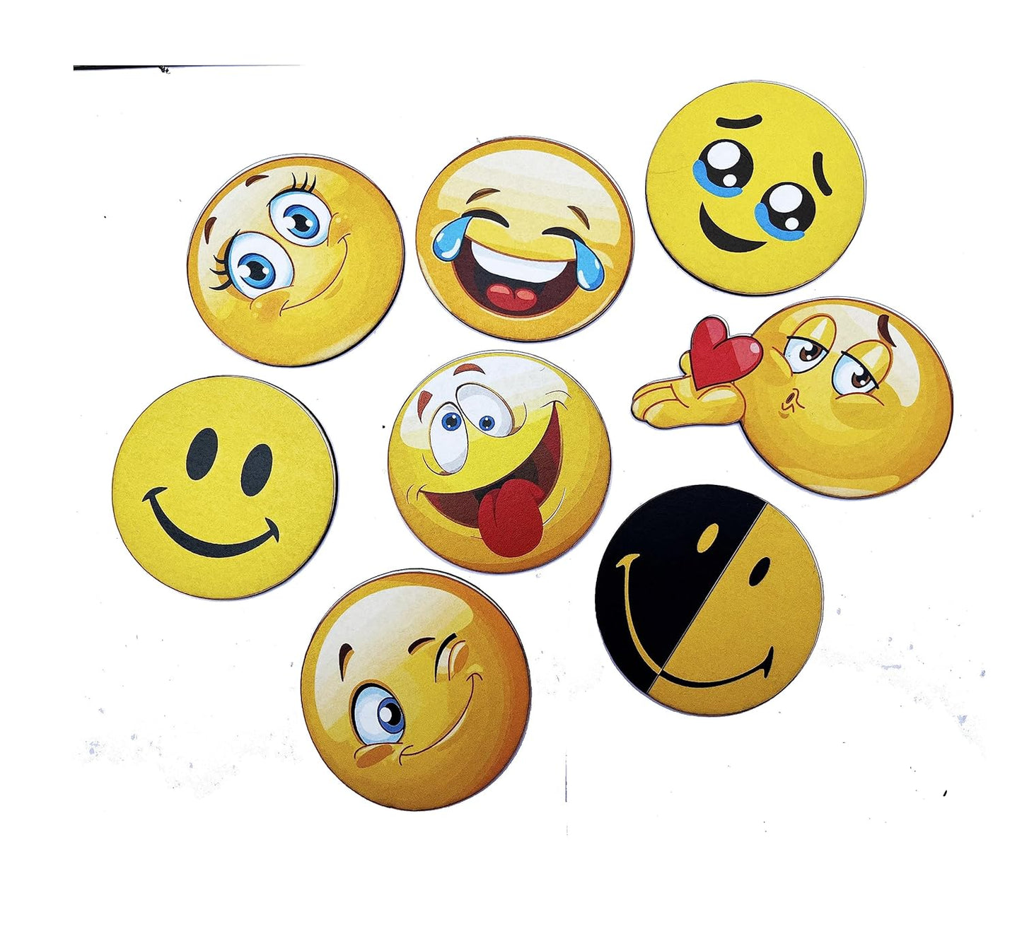 Smiley Wooden Fridge Magnets (Set of 8_2mm Thickness)