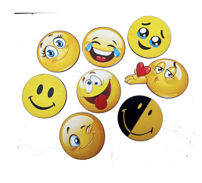 Smiley Wooden Fridge Magnets (Set of 8_2mm Thickness)