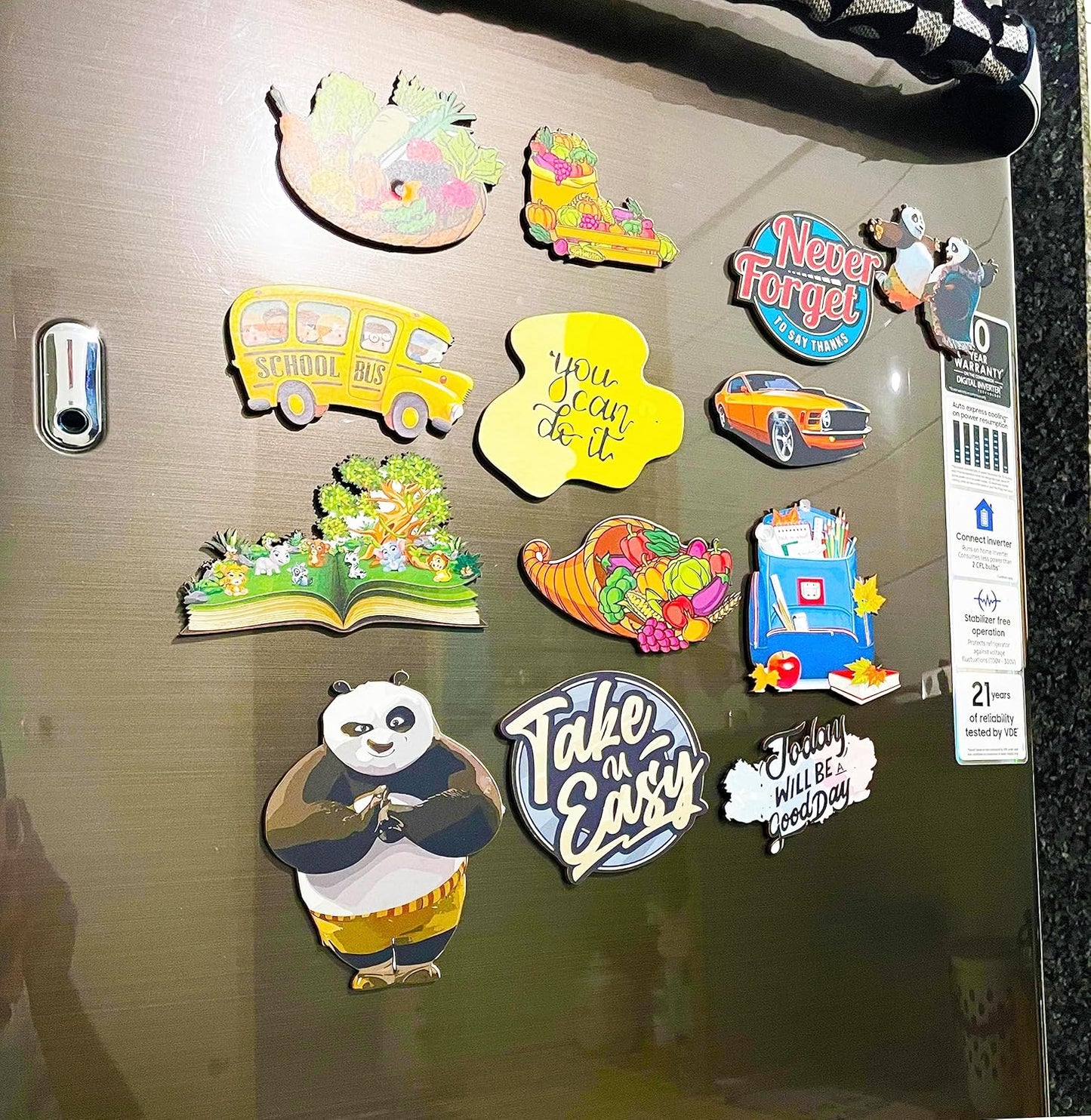 Smiley Wooden Fridge Magnets (Set of 8_2mm Thickness)