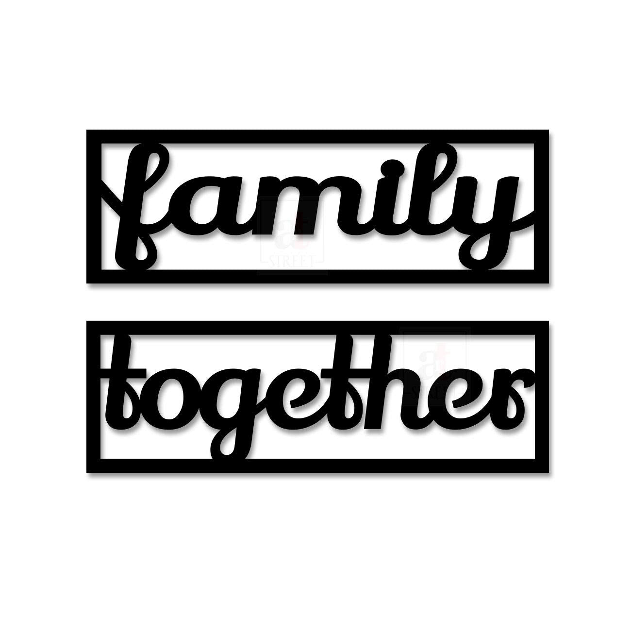 Family Together MDF Plaque Painted Cutout Ready to Hang Home Décor, Wall Décor, Wall Art (5.5 x 11.7 inch, Black)
