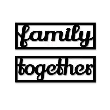 Family Together MDF Plaque Painted Cutout Ready to Hang Home Décor, Wall Décor, Wall Art (5.5 x 11.7 inch, Black)