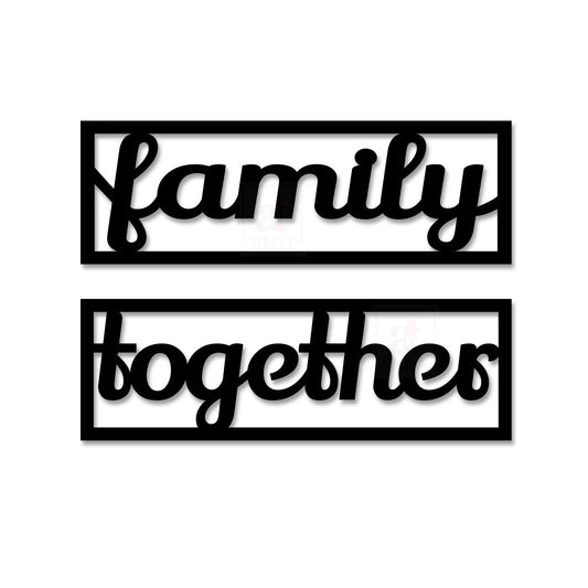 Family Together MDF Plaque Painted Cutout Ready to Hang Home Décor, Wall Décor, Wall Art (5.5 x 11.7 inch, Black)