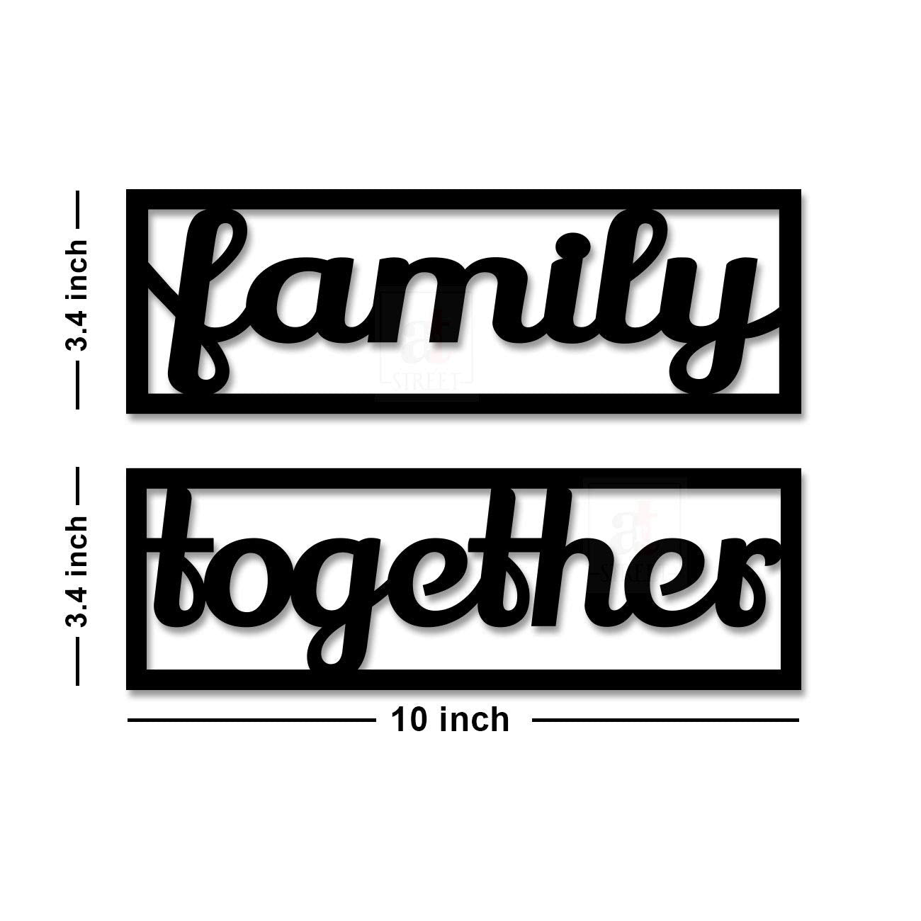 Family Together MDF Plaque Painted Cutout Ready to Hang Home Décor, Wall Décor, Wall Art (5.5 x 11.7 inch, Black)
