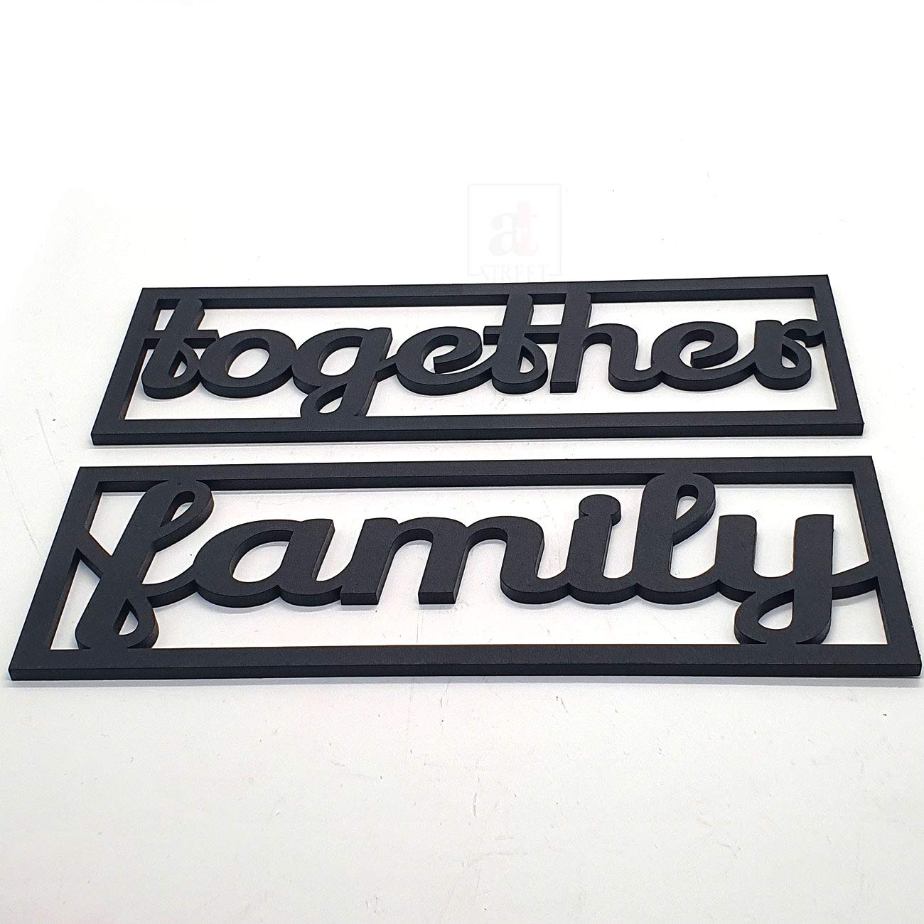 Family Together MDF Plaque Painted Cutout Ready to Hang Home Décor, Wall Décor, Wall Art (5.5 x 11.7 inch, Black)